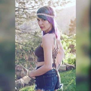 Bear dance strappy crop top with cross back medium